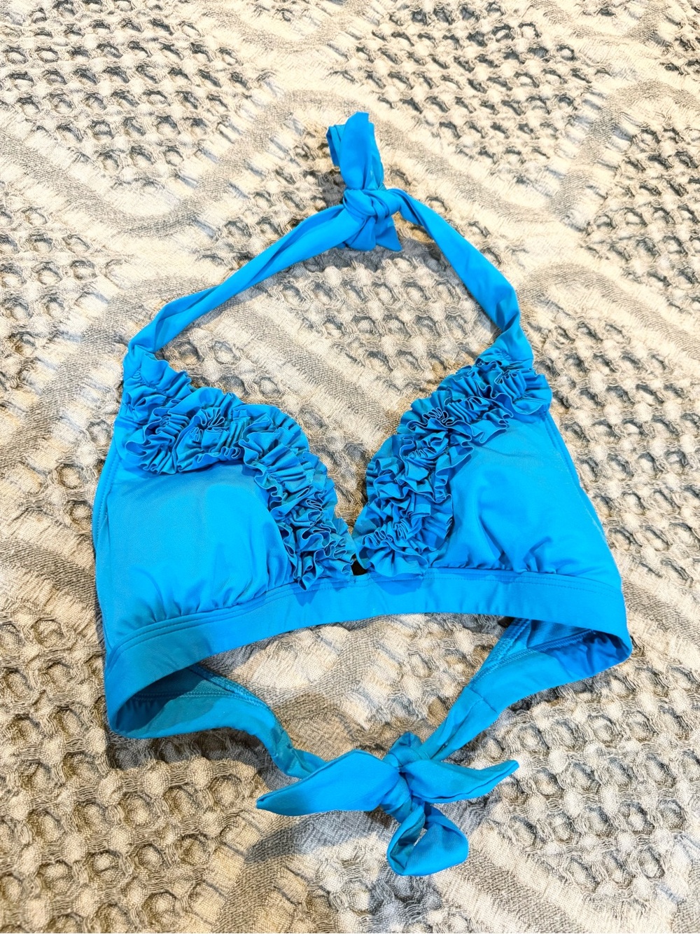 Blue Ruffled Triangle Bikini Top - Picture 8 of 8